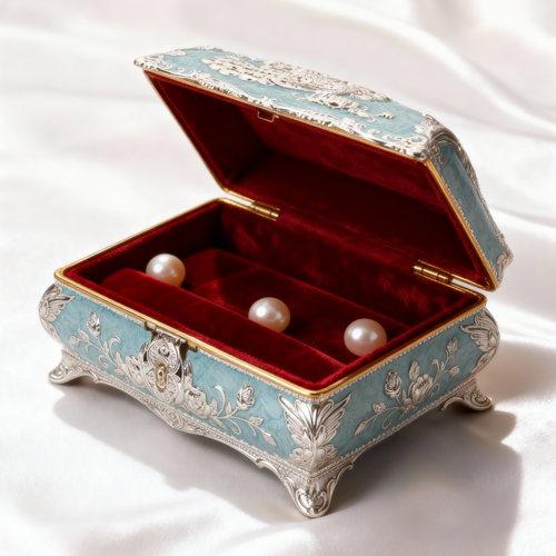 Enamel Peacock Jewellery Box