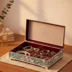Enamel Peacock Jewellery Box 4 Partition
