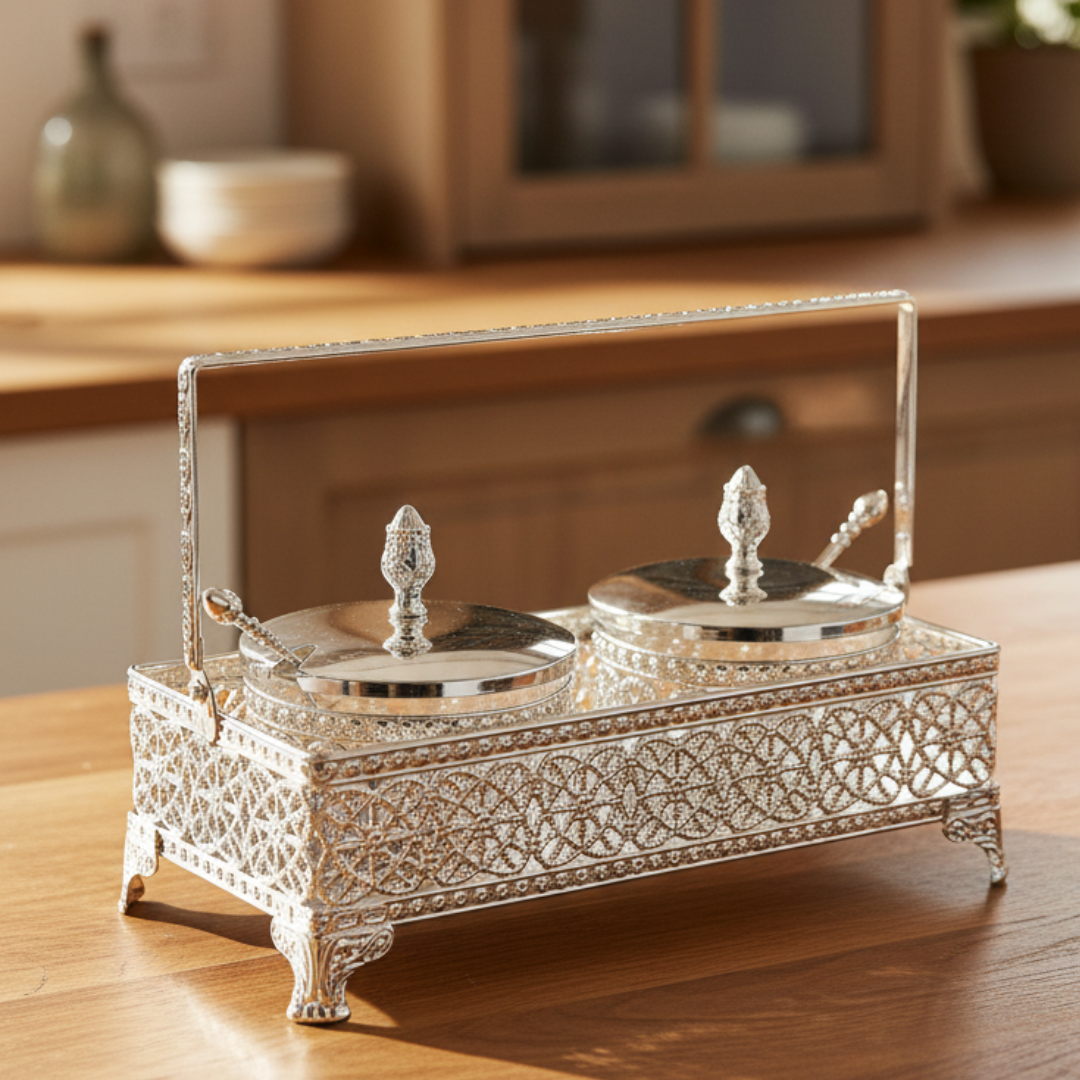 Set of 2 Pot with Handle Basket