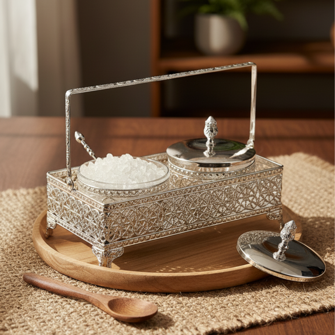 Set of 2 Pot with Handle Basket